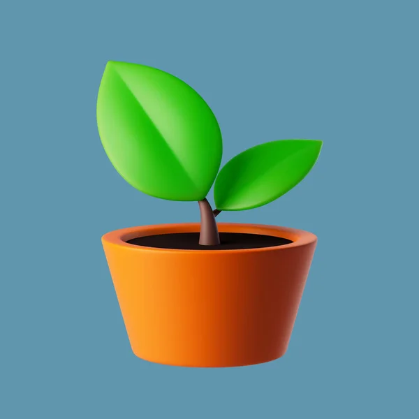 Eenvoudige plant in pot icoon voor huis en tuin categorie 3d weergave illustratie. — Stockfoto