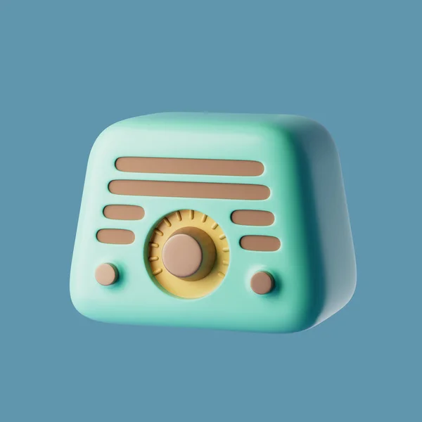 Icono de radio simple 3d render illustration. Objeto aislado sobre fondo pastel — Foto de Stock