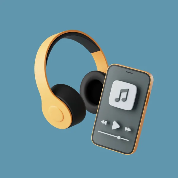 Простые Беспроводные Аудио Акустические Динамики Подключенные Мобильному Телефону Полу Рендеринг — стоковое фото