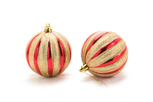 Christmas Tree Decoration Baubles Ribbons Isolated White Background — 스톡 사진