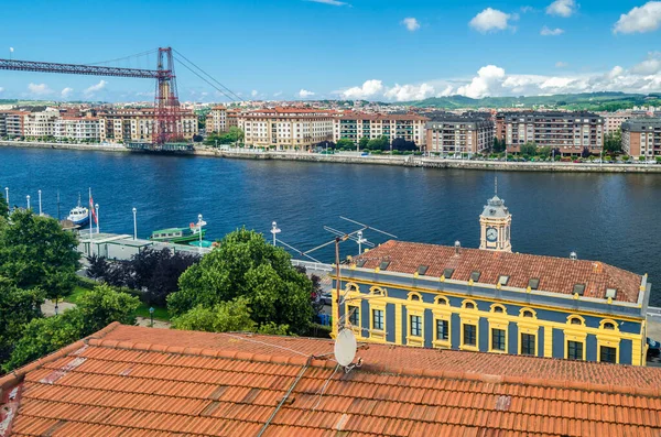 Veduta Aerea Del Ponte Vizcaya Ponte Trasportatore Che Collega Città — Foto Stock