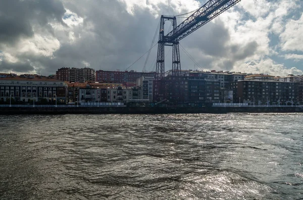 Blick Von Getxo Spanien Die Berühmte Vizcaya Brücke Aus Dem — Stockfoto