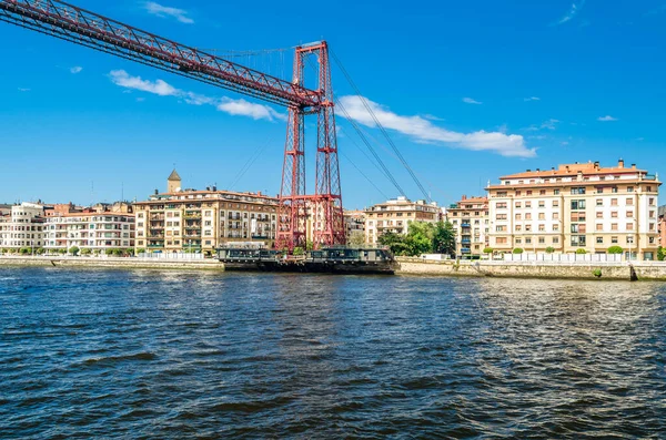西班牙维兹卡亚大桥 Vizcaya Bridge 建于1893年 联合国教科文组织和盖世索镇宣布它为世界遗产 — 图库照片