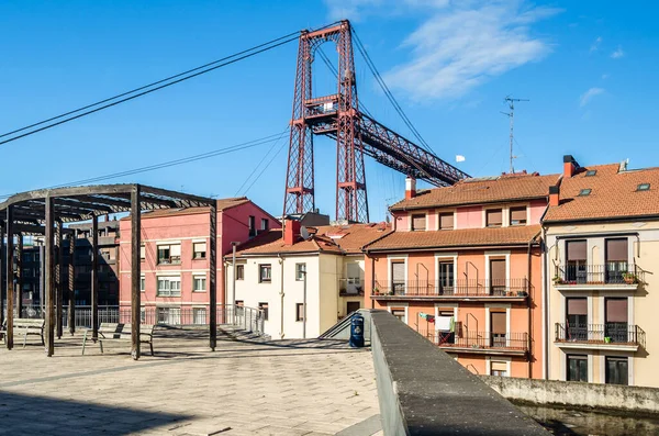 Arka Planda Ünlü Vizcaya Köprüsü Olan Eski Portekiz Spanya Renkli — Stok fotoğraf