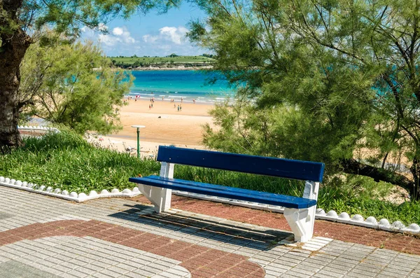 Santander Spanien Juli 2021 Strand Sardinero Santander Von Einem Park — Stockfoto
