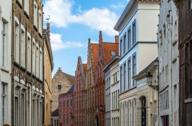 Kentsel manzara, Bruges, Flanders, Belçika 'da ortaçağ mimarisi