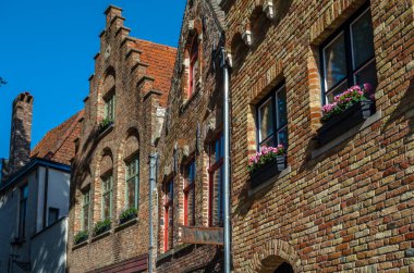Kentsel manzara, Bruges, Flanders, Belçika 'da ortaçağ mimarisi