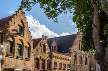 Kentsel manzara, Bruges, Flanders, Belçika 'da ortaçağ mimarisi