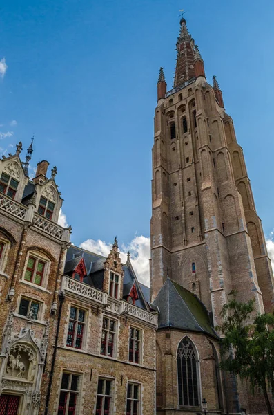 Městská Krajina Středověká Architektura Bruggách Flandry Belgie — Stock fotografie