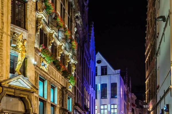 Vista Noturna Bela Grand Place Praça Central Bruxelas Bélgica Patrimônio — Fotografia de Stock