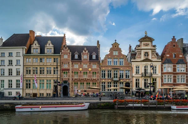 Ghent Belgien August 2013 Stadtbild Flussufer Der Stadt Gent Belgien — Stockfoto