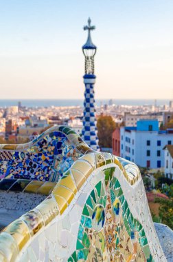 Barselona, Katalonya, İspanya 'daki Park Guell' den görüntü