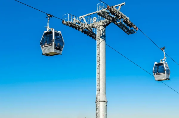 Barcelona Spain December 2013 View Montjuic Cable Car Teleferic Montjuic — Stock fotografie