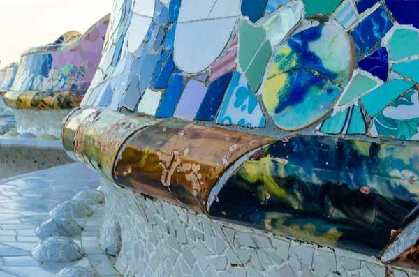 Colorful Architectural Detail Famous Park Guell Barcelona Catalonia Spain Designed — стокове фото