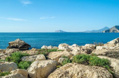 Penon de Ifach Doğal Parkı 'ndan görüntü Calpe, Alicante ili, Valensiyalı Topluluğu, İspanya