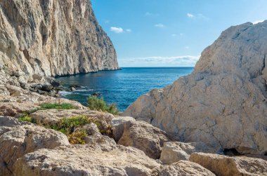 Penon de Ifach Doğal Parkı 'ndan görüntü Calpe, Alicante ili, Valensiyalı Topluluğu, İspanya