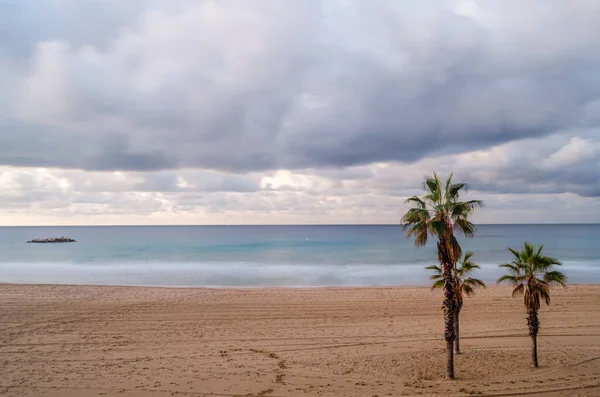 Blick Auf Den Strand Von Calpe Bei Sonnenaufgang Provinz Alicante — Stockfoto
