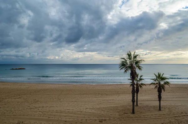 Vista Playa Calpe Amanecer Alicante Provincia España —  Fotos de Stock