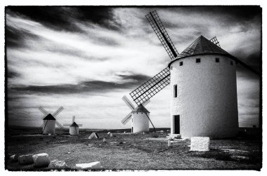 Don Kişot Route 'daki Campo de Criptana, İspanya' daki yel değirmenleri, bir edebi karaktere dayanan, Cervantes 'in 