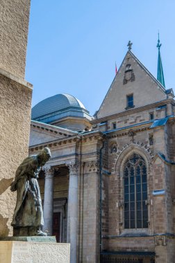 GENEVA, SWITZERLAND - SEPTEMBER 4, 2013: Jeremie (Jeremiah) statue in Geneva, made by Swiss sculptor Rodo in 1913. The statue was placed in 1939 at the present location