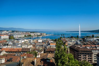 Aerial view of the old town of Geneva, Switzerland