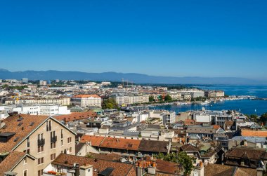 Aerial view of the old town of Geneva, Switzerland