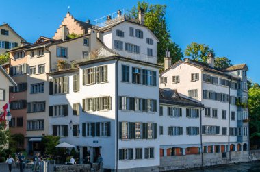 ZURICH, SWITZERLAND - SEPTEMBER 3, 2013: View of commercial colorful streets in the old town of Zurich, Switzerland