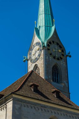 View of Fraumunster, a Reformed church in Zurich, Switzerland