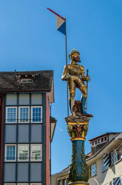 Fountain Stussihofstatt Historic Center Zurich Switzerland Probably Built 1575 Statue — Zdjęcie stockowe