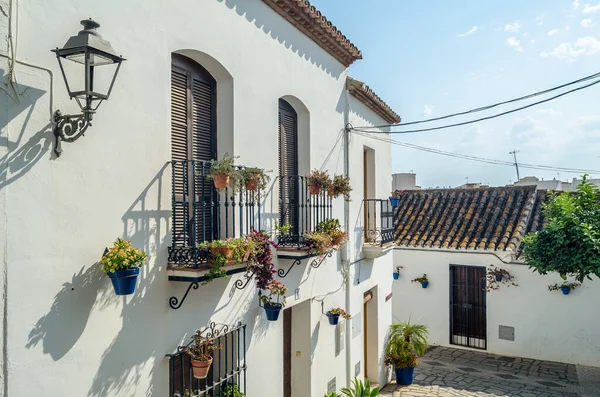 Smalle Straatjes Het Centrum Van Estepona Typisch Andalusische Stad Met — Stockfoto