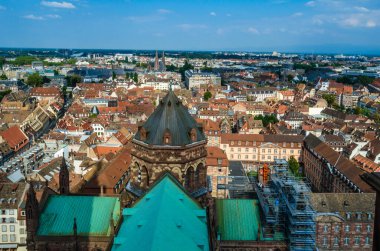 Strasbourg, Alsace, Fransa 'nın eski kentinin havadan görünüşü