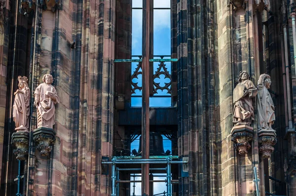 Архитектурные Детали Готического Собора Страсбурге Эльзас Восточная Франция — стоковое фото