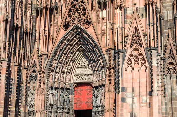 Архитектурные Детали Готического Собора Страсбурге Эльзас Восточная Франция — стоковое фото