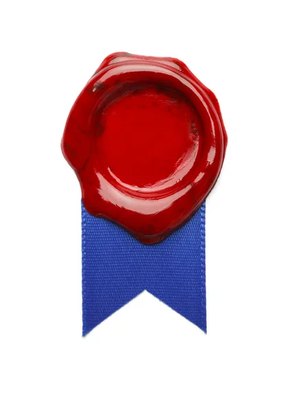 Wax Seal Blue Ribbon — Stock Photo, Image