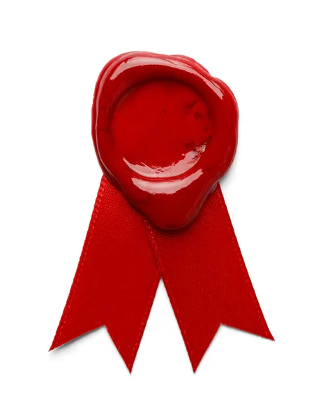 Wax Seal Red Ribbon — Stock Photo, Image
