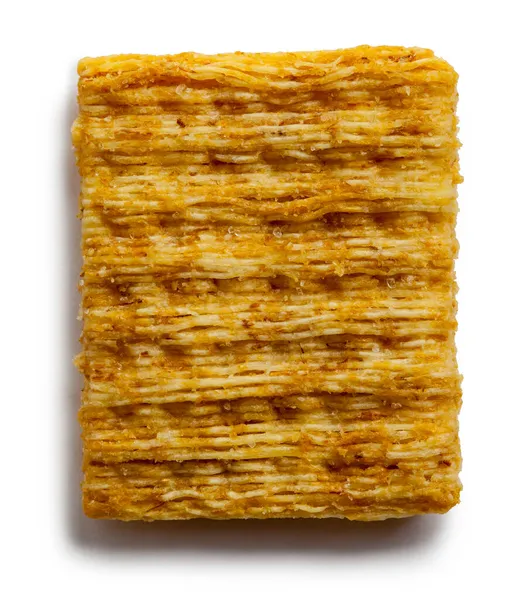 Single Shredded Wheat Cracker Cut Out White — Stock Photo, Image