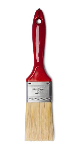 Red Paint Brush Cut Out White — Stock Photo, Image