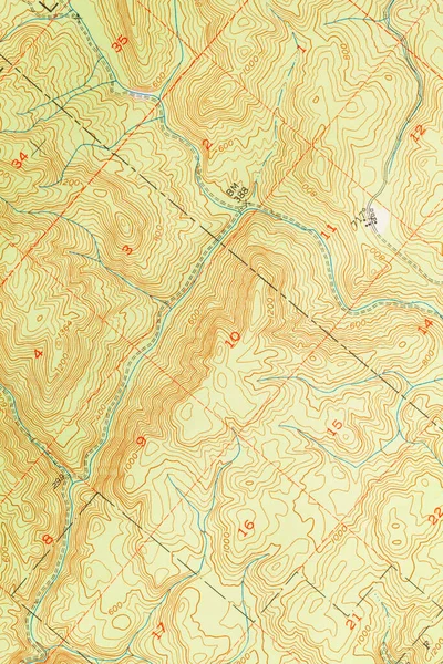 Зеленая Красная Топографическая Карта Рельефом Местности — стоковое фото