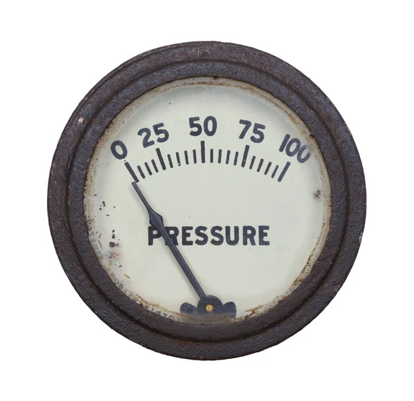 Old Rustic Pressure Gauge Cut Out White — Stock Photo, Image