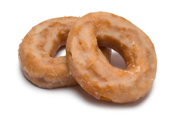 Dois Donuts Abóbora Vitrificados Cortados Branco — Fotografia de Stock