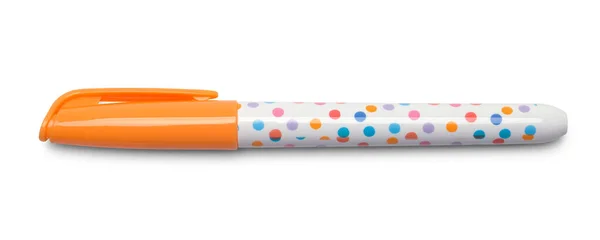 Stängt Orange Felt Tips Marker Skär Vitt — Stockfoto