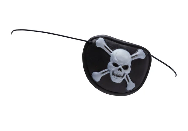 Black Pirate Eye Patch Skull Cross Bones Cut Out White — Stockfoto