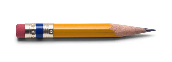 Petit Crayon Bois Jaune Découpé Sur Blanc — Photo