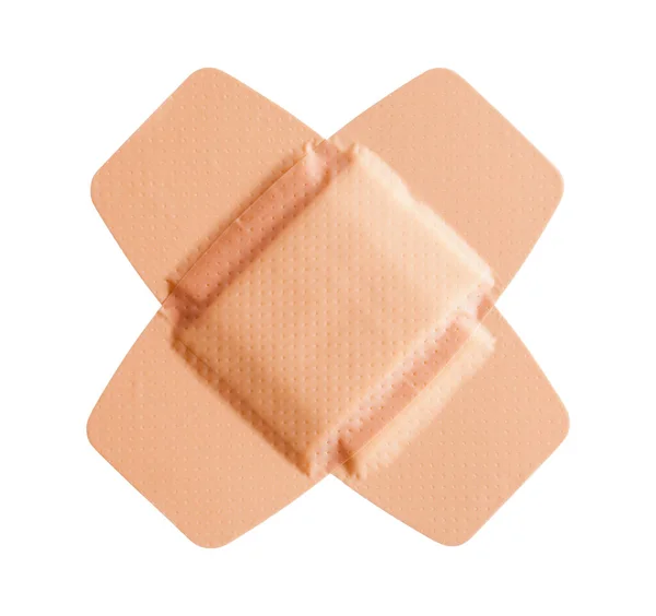 Two Adhesive Bandages Crossed Cut Out White — kuvapankkivalokuva