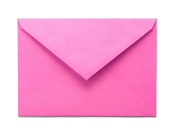 Open Pink Paper Envelope Cut Out White — Stockfoto