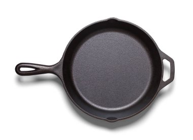 Demir Kızartma Tavası Üst Görünümü Beyaz Kesildi.