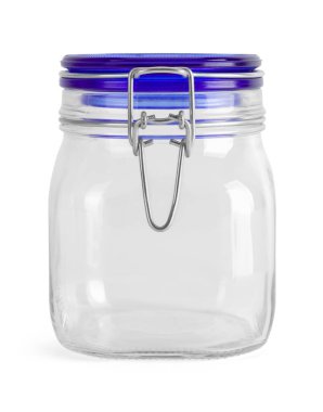 Kilitli Lid Mührü Kesilmiş Küçük Cam Kavanoz.