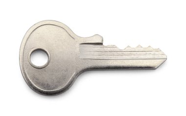Küçük Metal Kilit Anahtarı Beyazda Kesildi.