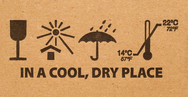 Cool Dry Place Karton Warnsymbol Hintergrund — Stockfoto