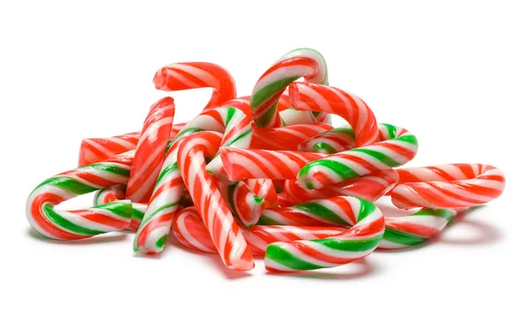 Pile Small Candy Canes Cut Out White — Stock Photo, Image